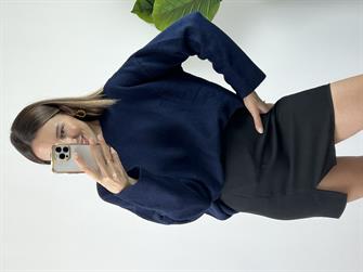 Bisiklet yaka lacivert yumoş kazak 