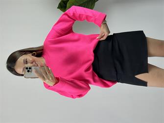 Bisiklet yaka pembe yumoş kazak 