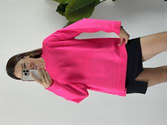 Bisiklet yaka pembe yumoş kazak 