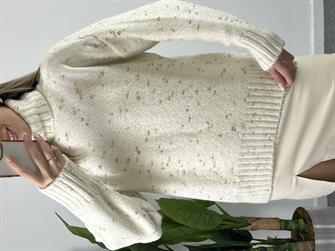 Boğazlı Yün Gold İşlemeli Kazak