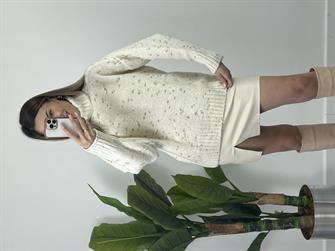 Boğazlı Yün Gold İşlemeli Kazak