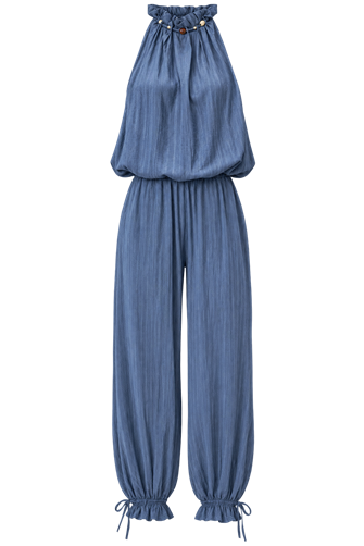 Boncuklu Balon Bluz Pantolon Takım İNDİGO
