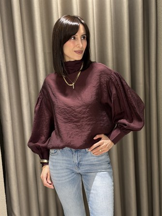 Boyundan Bağlamalı Tül Bluz BORDO 