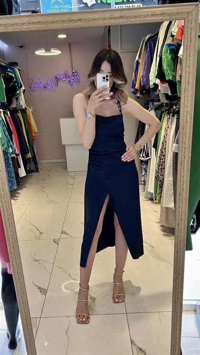 Bsl İp Asklı Saten Elbise