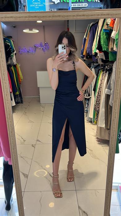 Bsl İp Asklı Saten Elbise