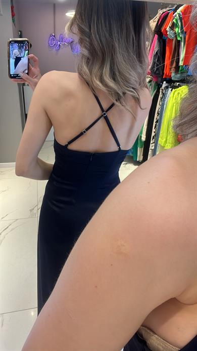 Bsl İp Asklı Saten Elbise