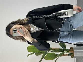 Çapraz Fermuarlı Siyah Bomber Ceket