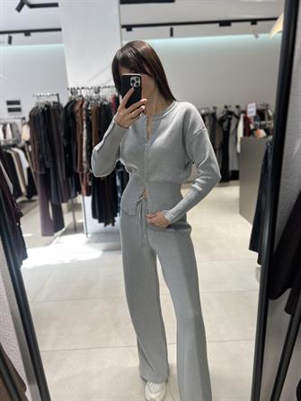 Çıt Çıt Detay Triko Takım GRİ