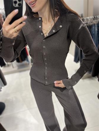 Çıt Çıt Detay Triko Takım KAHVE