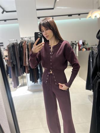 Çıt Çıt Detay Triko Takım MÜRDÜM