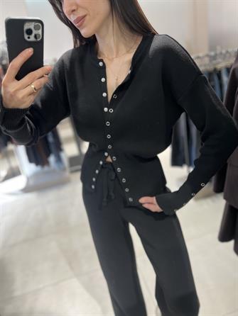 Çıt Çıt Detay Triko Takım SİYAH