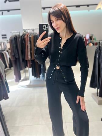 Çıt Çıt Detay Triko Takım SİYAH