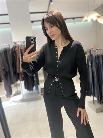 Çıt Çıt Detay Triko Takım SİYAH