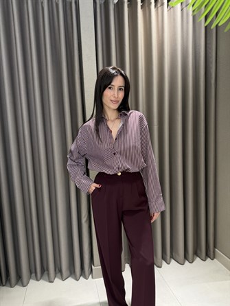 ÇİZGİLİ GÖMLEK BORDO