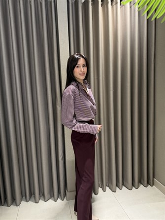 ÇİZGİLİ GÖMLEK BORDO