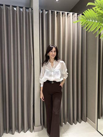 ÇİZGİLİ TRANSPARAN OWERSİZE GÖMLEK BEYAZ