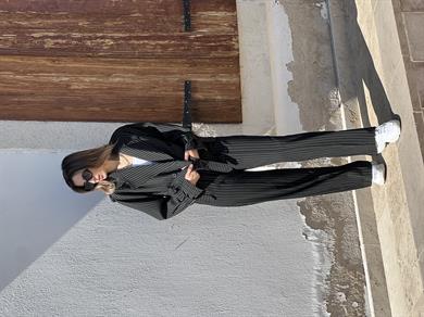 Çizgili Trenç Takım