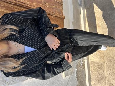 Çizgili Trenç Takım