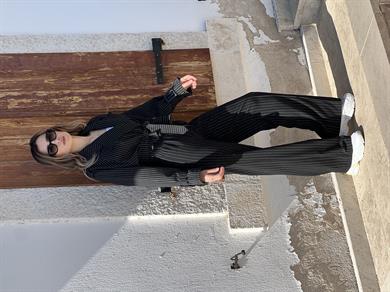 Çizgili Trenç Takım