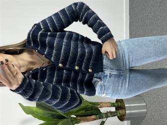 Çizgili Yumoş Lacivert Hırka