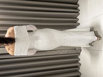 DANTEL İŞLEMELİ MİDİ BOY ELBİSE BEYAZ