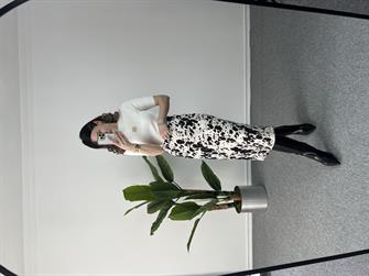 Desenli Saten Midi Boy Etek