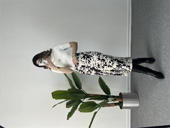 Desenli Saten Midi Boy Etek