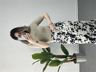 Desenli Saten Midi Boy Etek