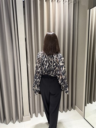 Desenli Şifon Bluz SİYAH