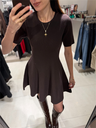 DİLVİN ÇELİK TRİKO ÇAN ELBİSE KAHVE