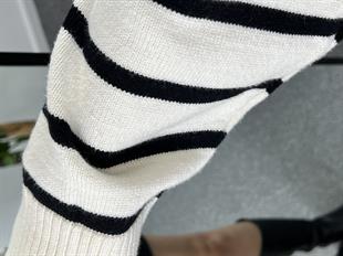 Dilvin Fermuarlı Çizgili Premium Kazak