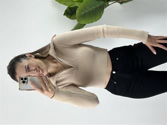 Dilvin Kamyoner Yaka Fitilli Kısa Kazak