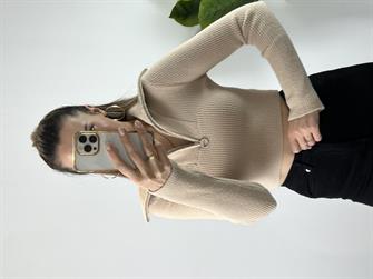 Dilvin Kamyoner Yaka Fitilli Kısa Kazak