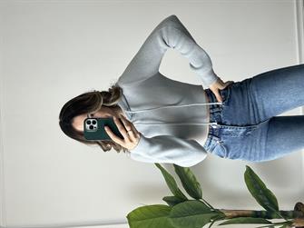 Dilvin Kapüşonlu Yumoş Gri Kazak