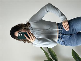 Dilvin Kapüşonlu Yumoş Gri Kazak