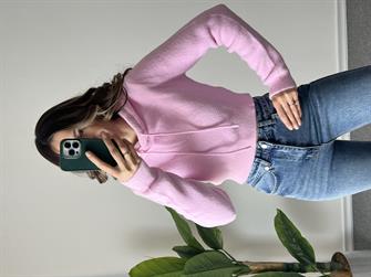 Dilvin Kapüşonlu Yumoş Pembe Kazak