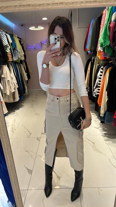 Dilvin Kargo Yırtmaçlı Etek