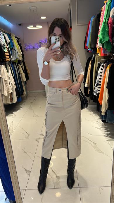 Dilvin Kargo Yırtmaçlı Etek