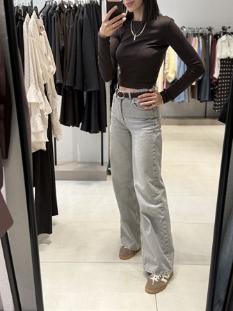 DİLVİN Kemerli Yüksek Bel Jean Gri