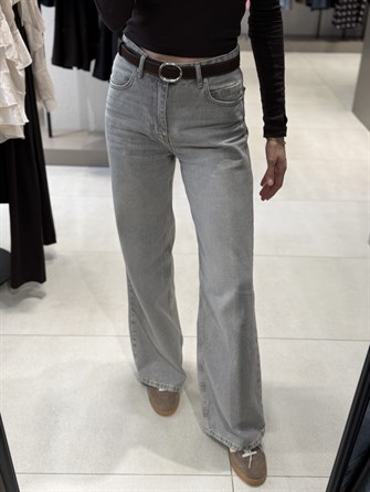 DİLVİN Kemerli Yüksek Bel Jean Gri