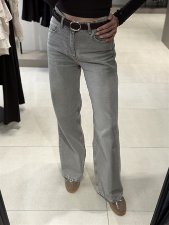 DİLVİN Kemerli Yüksek Bel Jean Gri