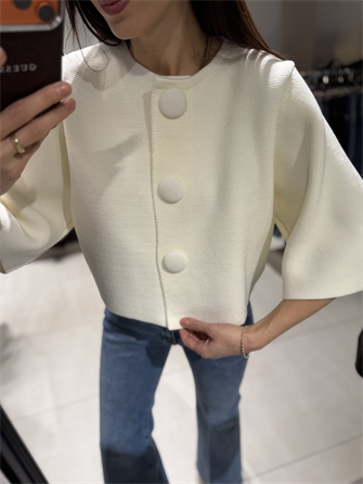 DİLVİN KISA KOLLU ÇELİK TRİKO HIRKA EKRU