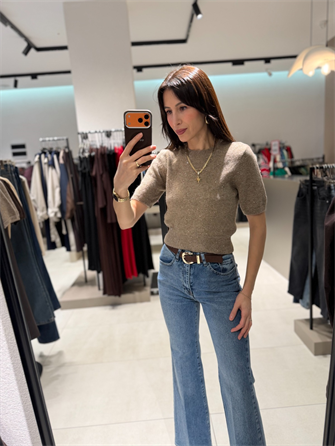 DİLVİN KISA KOLLU SİMLİ KAZAK VİZON