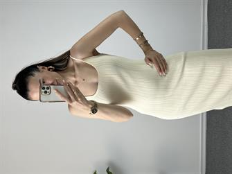 Dilvin Krem Çelik Triko Elbise