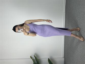 Dilvin Lila Çelik Triko Elbise