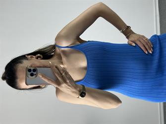 Dilvin Mavi Çelik Triko Elbise