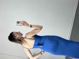 Dilvin Mavi Çelik Triko Elbise