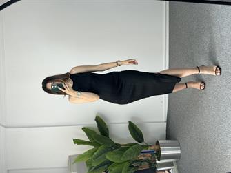 Dilvin Parlak Kumaş Siyah Elbise