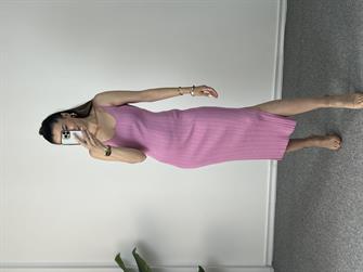 Dilvin Pembe Çelik Triko Elbise