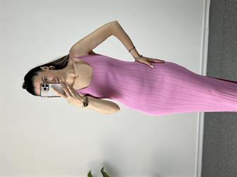 Dilvin Pembe Çelik Triko Elbise